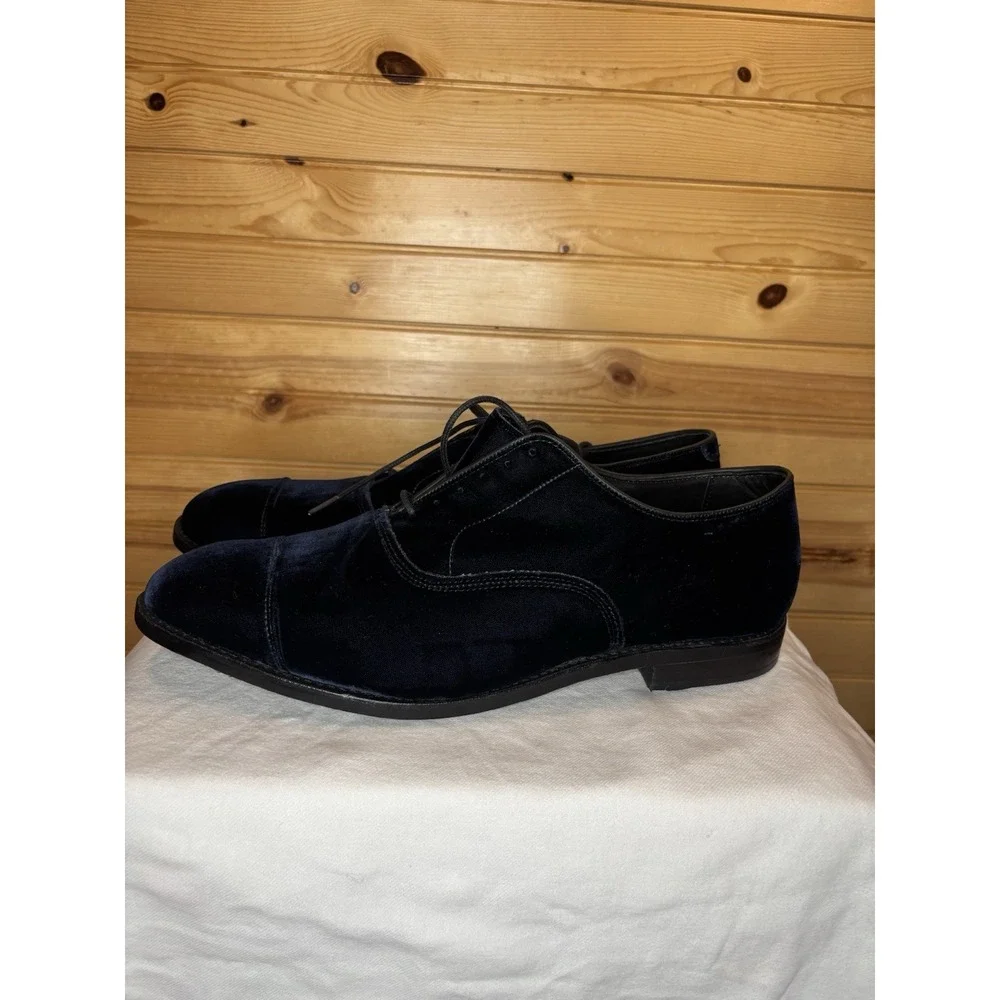 Allen Edmonds Park Avenue Cap Toe Navy Blue Velvet/Suede Leather Shoes 13 NEW!